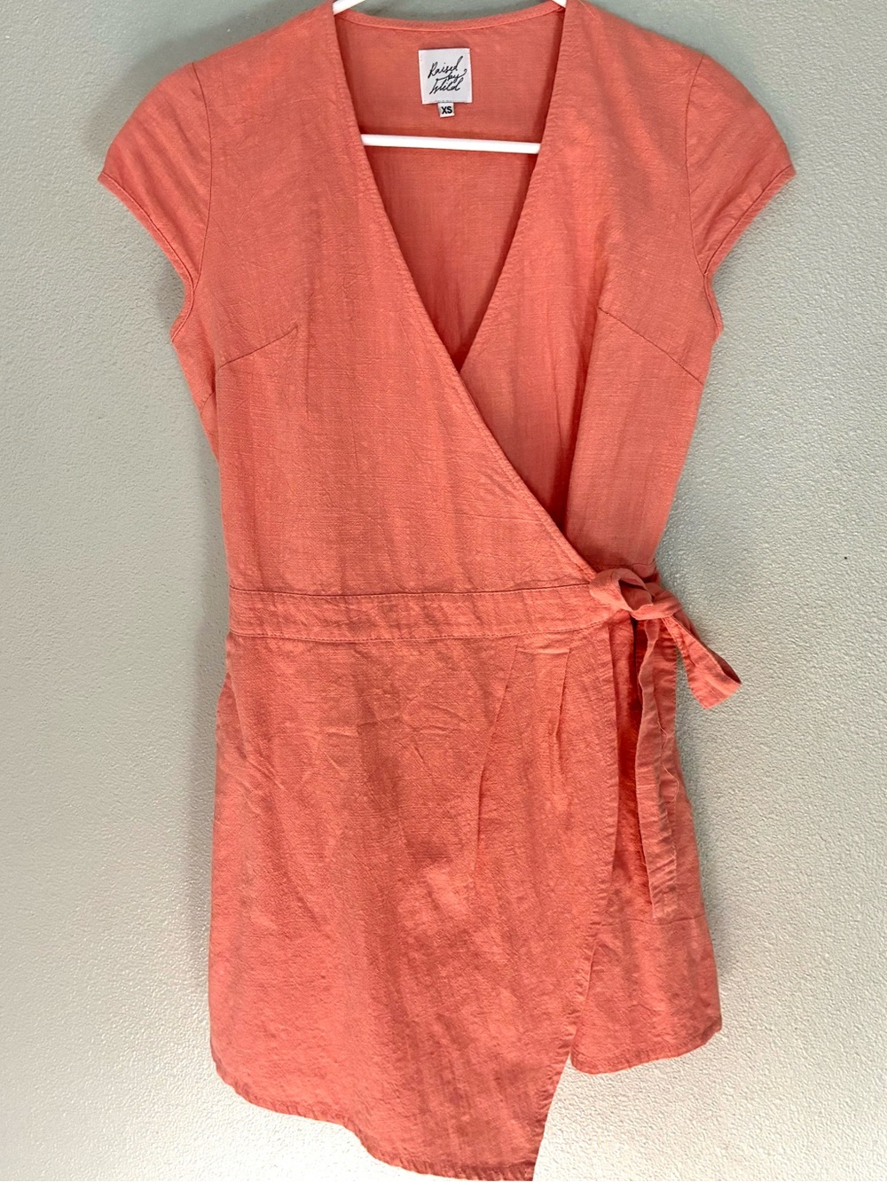 Raised By Wild Pink Cotton Wrap Tunic Top Short Sleeve Boho XS
